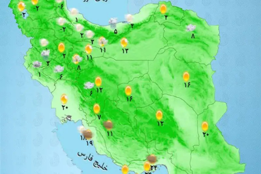 خبرگزاری آریا - وضعیت آب و هوا امروز یک شنبه13 اردیبهشت