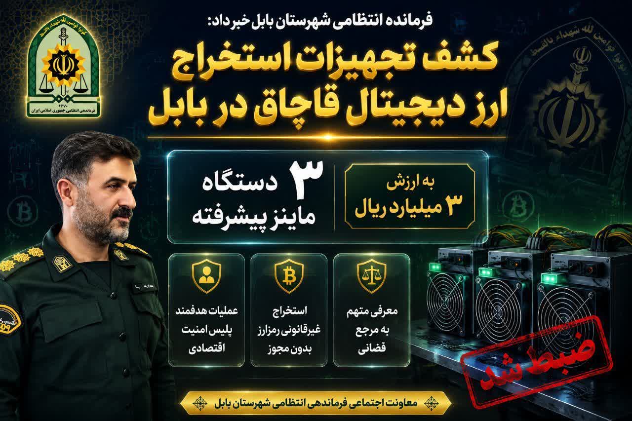 خبرگزاری آریا - کشف 3 دستگاه ماینر قاچاق در بابل